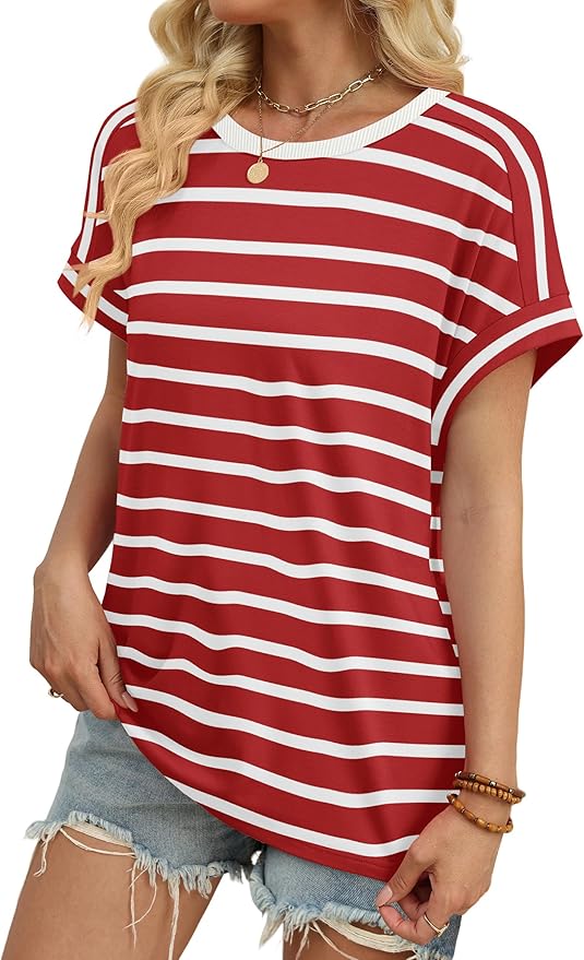 WIHOLL Womens Tops Short Sleeve Shirts Summer Outfits 2026 Spring Dressy Casual Clothes Clothing