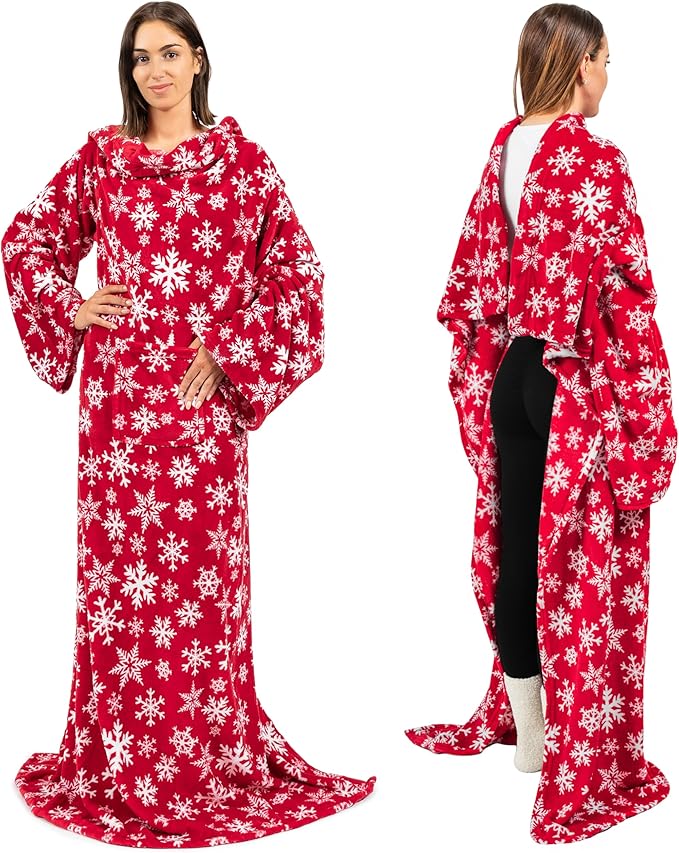 PAVILIA Wearable Blanket with Sleeves for Adult Women Men, Cozy Fleece Warm Wrap Throw with Arms, Gifts for Christmas, Wife