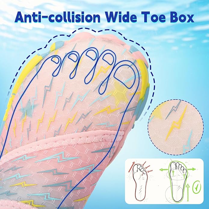 Kids Water Shoes Boys Girls - Wide Toe Box Quick Dry Barefoot Shoes Breathable Non Slip Aqua Athletic Sneakers for Swim Beach Pool Kayak Hiking Sand Walking Travel Essentials (Little Kid/Big Kid)