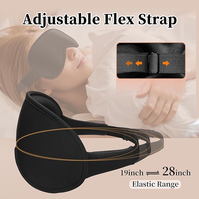 3D Sleep Mask for Men&Women, 2 Pack Contour Eye Masks for Sleep, Side Sleeping Mask for Men&Women, Blackout Eye Mask for Sleeping Eye Mask, Airplane Travel Essentials for Men, Meditation Black & Black