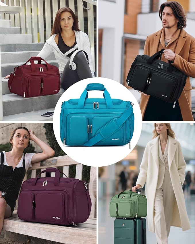 MILADA Underseat Carry On Luggage Bags for Travel Lightweight Foldable Carry On Bags for Airplanes Small Duffle Bag for Men Women TSA Approved Underseat Bag Travel Tote Bags, Caribbean Blue