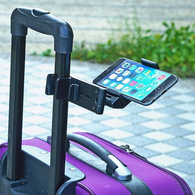 Beyond Cell Travel Accessories, Universal Seat Back Tray Table Phone Clip Holder, Adjustable Pocket Size Hands Free Phone Holder Airplane Travel Essentials Compatible with iPhone and Android 2 Packs