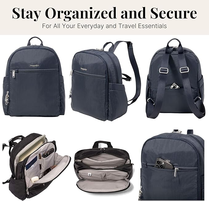 Securtex Anti-Theft Getaway Backpack - 9.4"x13"x5" Travel Safe Bag w/Locking Zippers, Slash-Resistant, RFID