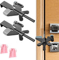 2 Pack Adjustable Portable Door Lock, Hotel Door Locks for Travelers Security, Prevent Unauthorized Entry, Door Stoppers Security for Travel Bedrooms Apartment Airbnb Dorm, with Silicone Caps