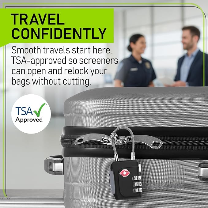 Untethered TSA Luggage Locks (3 Pack) – Resettable 3-Digit Combination TSA Approved Travel Padlocks for Suitcases, Backpacks, Gym Bags & Checked Baggage (3 Pack | Black)