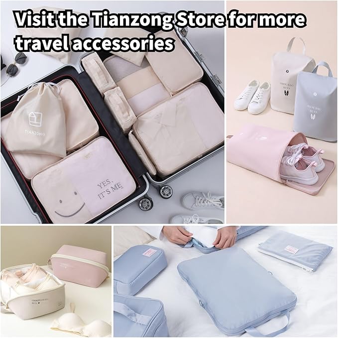 tianzong Travel Shoe Bag with Handle Holds 2 Pairs of Shoes, Shoe Packing Cubes for Travel (Pink, 2 Pack)