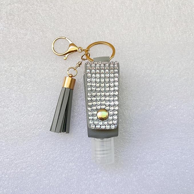 2 Pcs 1oz Bling Travel Bottle Case with Keychain, Travel Bottles for Alcohol, Hand Soap, Refillable Containers Portable