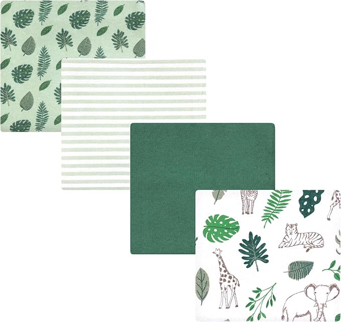 Hudson Baby Unisex Baby Cotton Flannel Receiving Blankets, Jungle, One Size
