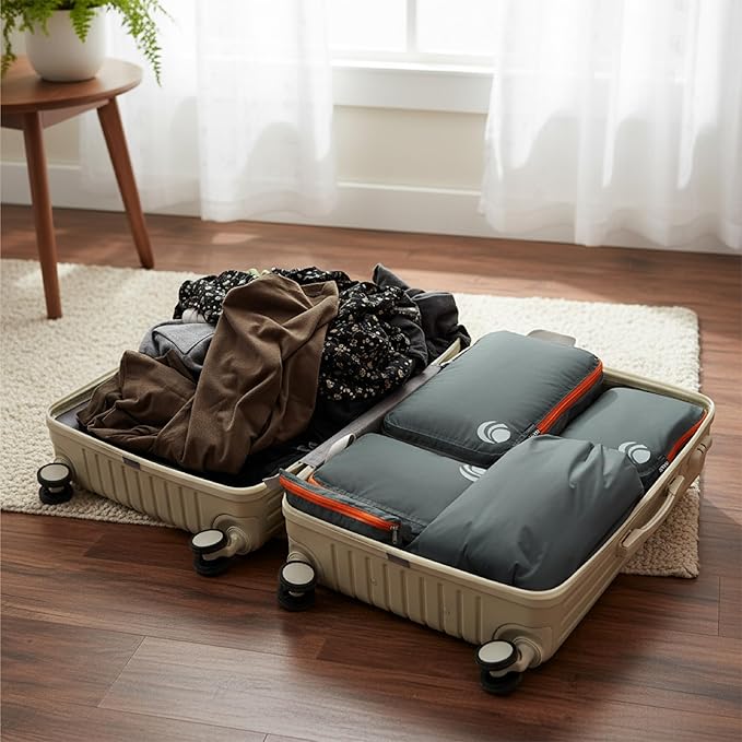Cipway - 5 Set Compression Packing Cubes for Travel, Ultralight Packing Organizers for Luggage Suitcase & Backpack (Grey), L