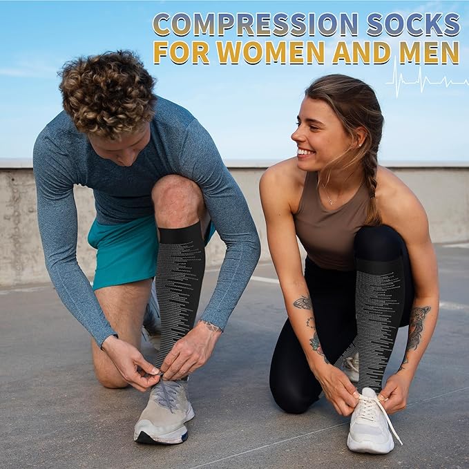 Sooverki Copper Compression Socks for Men & Women 8 Pack 15-20mmHg - Knee High Stockings Best Support for Running Athletic