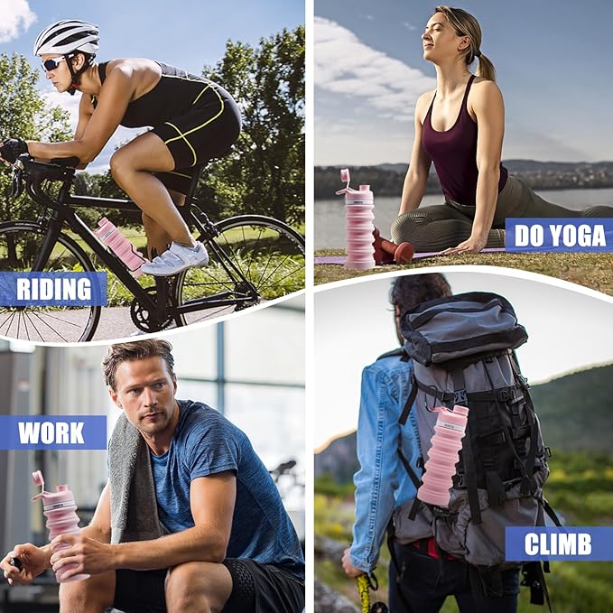 ONTA Collapsible BPA Free Silicone Water Bottle, 20oz - Portable, Leakproof, Easy Clean, Shatter Resistant, Travel Friendly