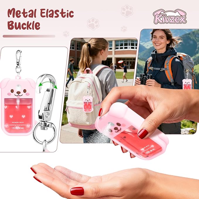 Dog Silicone Case for Touchland Hand Sanitizer Spray with Keychain, Compatible with Power Mist & Glow Mist 1 FL Oz/30ML for Touchland Case, Cute Travel Cover Sleeve