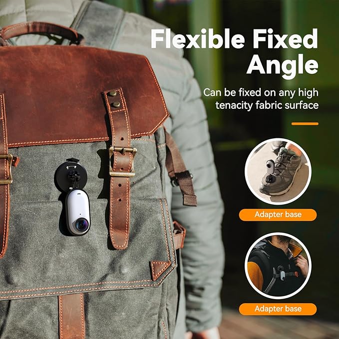 TELESIN 2 in1 Magnetic Mount for Insta 360 Go3/Go3s, Fabric Mount with 360° Rotation Ball Head, Flexible Fixed Angle, Action Camera Accessories for Insta 360 Go3/Go3s