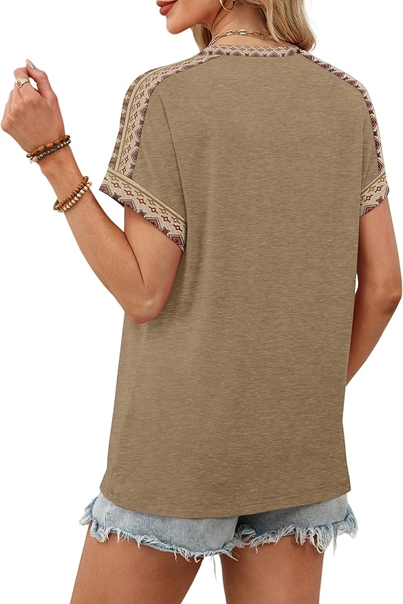 WIHOLL Womens Tops Short Sleeve Shirts Summer Outfits 2026 Spring Dressy Casual Clothes Clothing