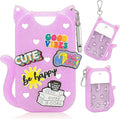 Cat Silicone Case for Touchland Hand Sanitizer Spray, Hand Sanitizer Holder Keychain with 4 Cute Charms for Touch Land Mist 1FL. OZ
