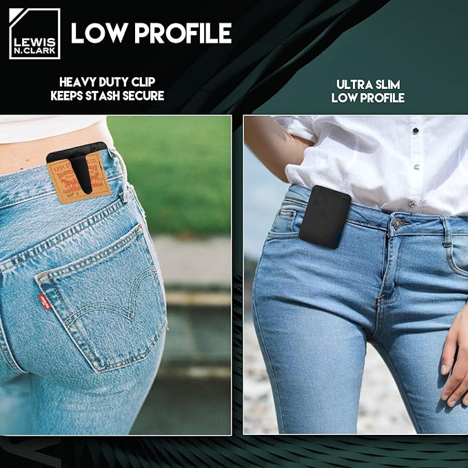 Lewis N. Clark Travel Clip Stash Wallet | RFID-Blocking Technology | Hidden Money Belt Pouch | Card Holder