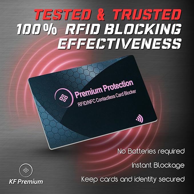 KF-Premium RFID Blocking Card (2 Pack) - Ultra Thin Debit & Credit Card Protector - Anti Theft & Fraud Contactless NFC Card Blocker - Passport Wallet Defender for Men & Women (Pink)