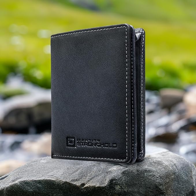 ID Stronghold Waltlet - RFID Blocking Bifold Wallet for Men with Magnetic Clasp - Black
