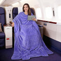 Tirrinia Travel Blanket Compact with Bag, Soft Lightweight Wearable Blanket with Foot Pockets, Airplane Travel Essential Gift