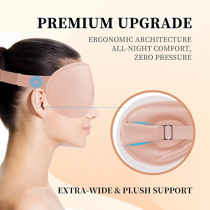 3D Sleep Mask for Men&Women, 2 Pack Contour Eye Masks for Sleep, Side Sleeping Mask for Men&Women, Blackout Eye Mask for Sleeping Eye Mask, Airplane Travel Essentials for Men, Meditation Black & Pink