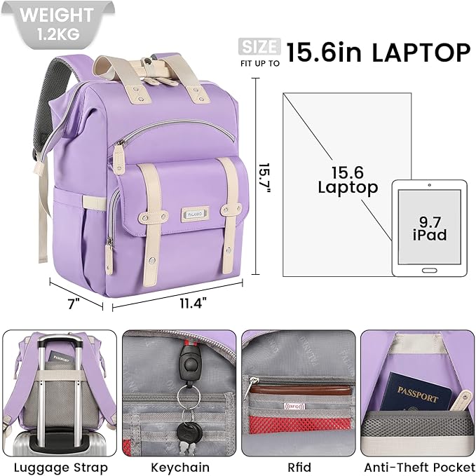FALANKO Laptop backpack for Women, Computer Backpack Fits 15.6Inch Laptop with RFID Water Resistant Teacher work nurse Doctor