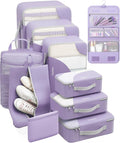 OlarHike ALL INCLUDED 10 Set Durable Packing Cubes for Travel,Gifts for Women Mom,Luggage & Suitcase Organizers with Toiletry Bag,Vacation Essentials for Cruise & Plane,Beach Accessories,Light Purple