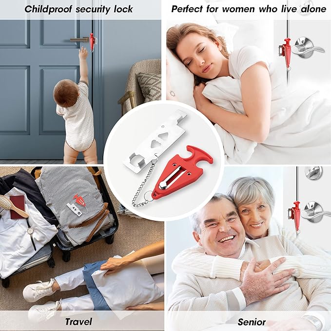 Portable Door Lock Home Security Door Locker for Additional Safety and Privacy 2 Pack AceMining Door Reinforcement Lock White Extra Door Lock with 8 Screws Prevents Unauthorized Entry Perfect for Trav