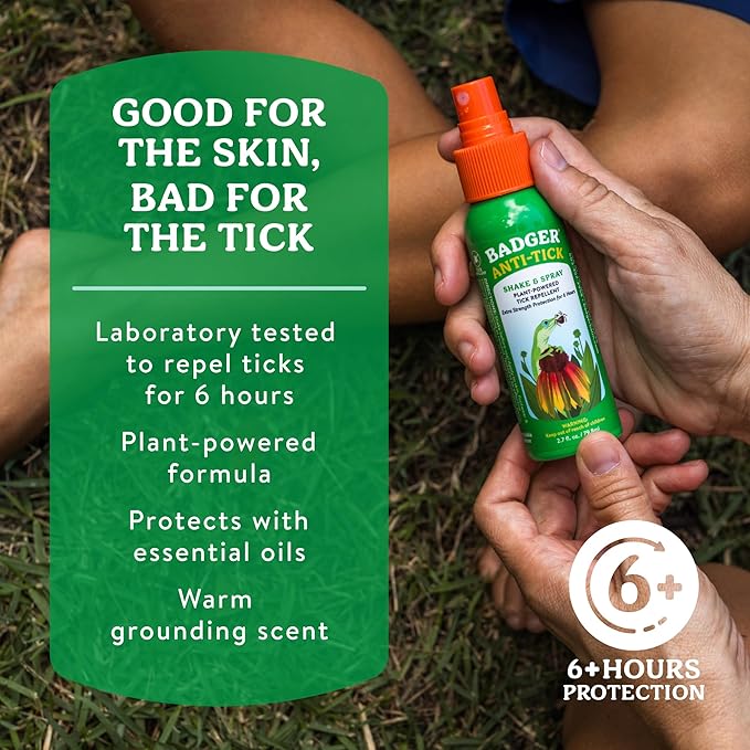 Badger Bug Spray & Tick Spray Combo Pack, Family Friendly All Natural Mosquito and Tick Repellents with Organic Essential Oils, Great Smelling, Plant Based, Deet-Free, Vegan, 4 fl oz, 2-Pack