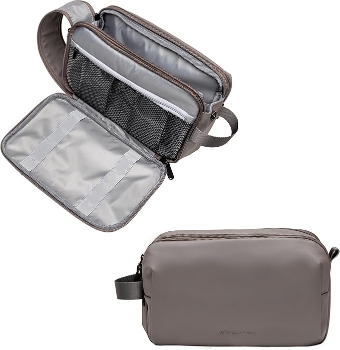 Carrywell (Not Made In China) Toiletry Bag For Men, Shaving Kit, Travel Organizer Dopp Kit, Interior Compartments and Pockets For Toiletries and Accessories, Grey