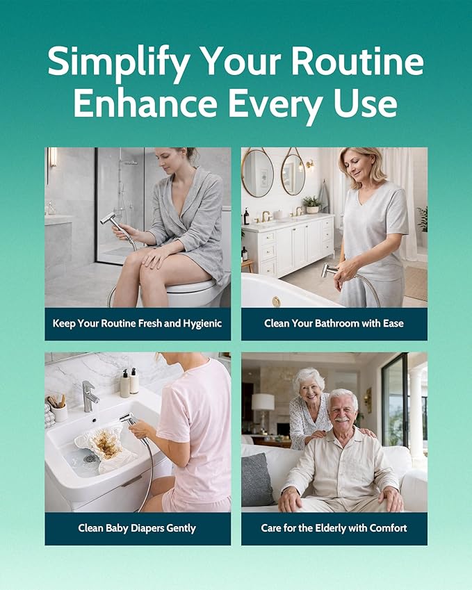 LUFEIDRA Handheld Bidet Sprayer for Toilet-Adjustable Water Pressure Jet Spray with Bidet Hose for Feminine Wash, New Premium Stainless Steel Muslim Shower Toilet Bidet Cloth Diaper Sprayer Set