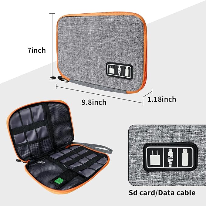 Lcsmaokin Electronics Travel Organizer,Portable Waterproof Electronic Travel Storage Bag for Small Charging Cord Storage,Charger,SD Card etc,for Travel,Business-Blue Black