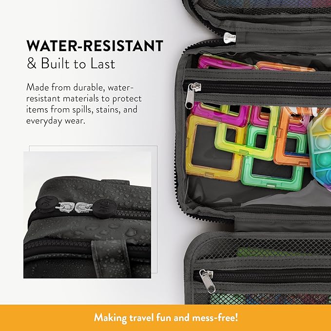 Travel Toiletry Bag for Men & Women, Large Capacity Makeup Organizer & Cosmetic Bag, Water-Resistant Portable Essentials Case with Metal Hook & Carry Handle - Perfect for Travel Use (Black, Small)