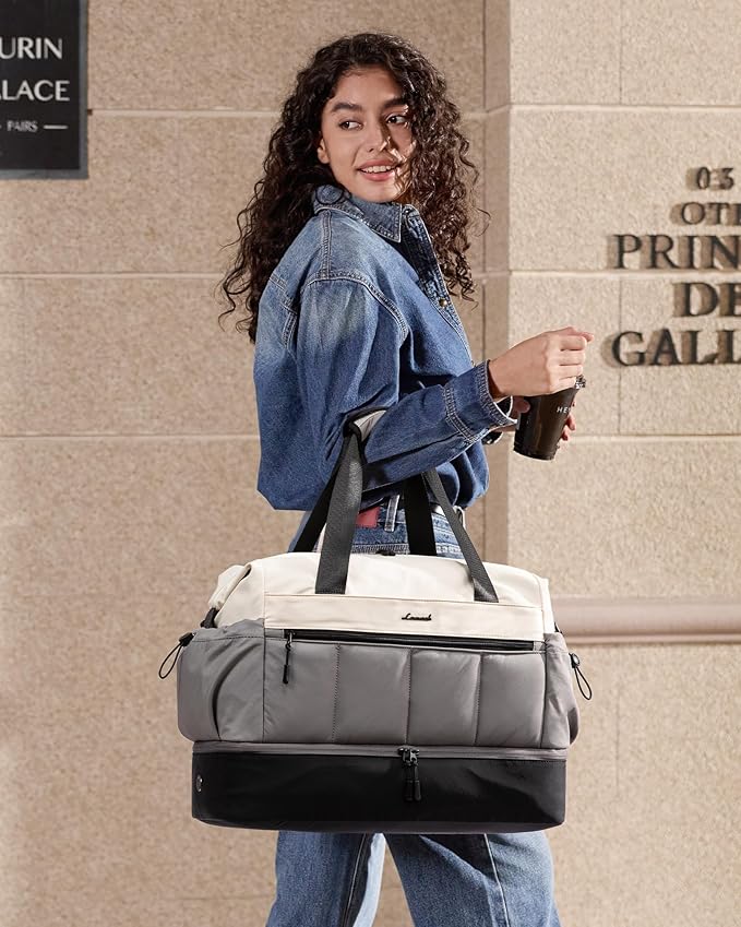 LOVEVOOK Travel Duffel Bag, Weekender Bags for Women, Large Overnight Bags with Shoe Compartment, 38L Carry on Gym Hospital Bag with Wet Pocket, 2 Pcs