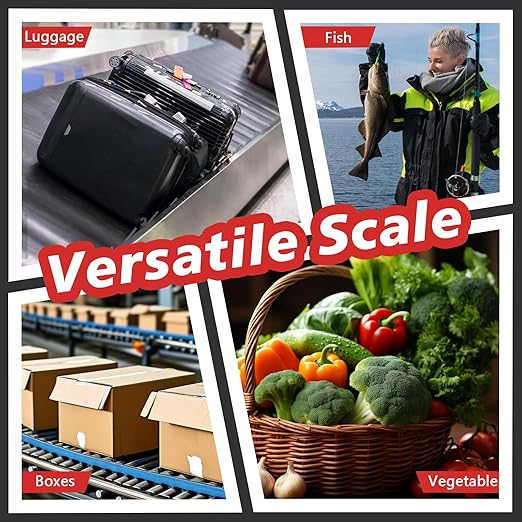 2PC Portable Luggage Weight Scale with Hook- Black & White Fishing Hanging Scale Mechanical Kitchen, Multi-Purpose Travel Suitcase Scale with Tape Measure (80 Lbs)