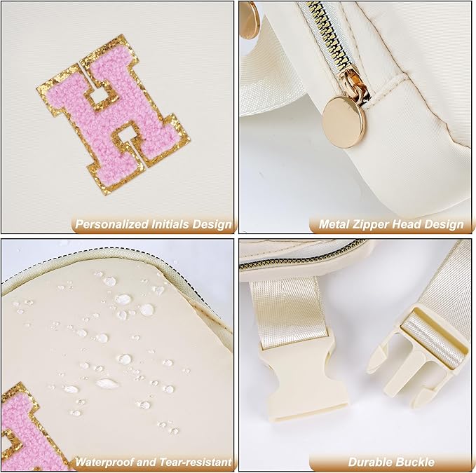 Uygafly Monogrammed Gifts for Women - Fanny Pack & Crossbody Bag for Kids & Women, Trendy Everywhere Belt Bag | Cream