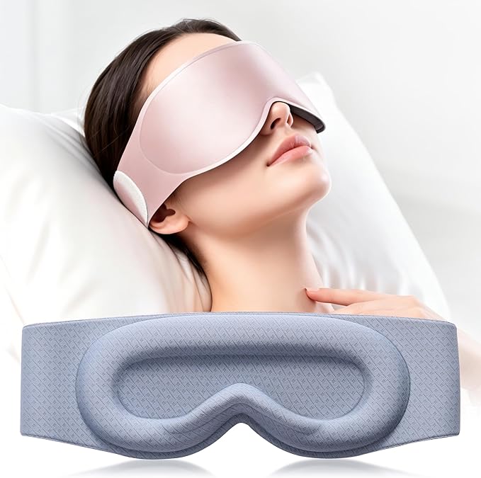 100% Blackot Weighted Sleep Mask: 3D Contoured Eye Mask with Blackout Eye Covers - Soft Memory Foam Padding,Full Coverage Blindfold for Dorm Nap and Travel Essential, Late Study Night Use