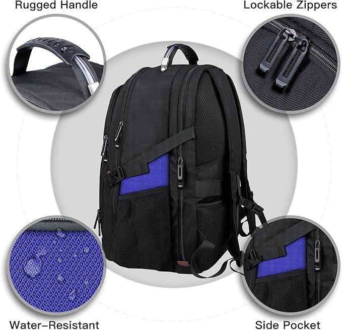 ANTERK Travel Laptop Backpack, 18.4 Inch Laptop Backpacks for Men Women, 55L Anti Theft Water Resistant College Bussiness TSA Airline Approved Work Computer Backpack, Dark Blue