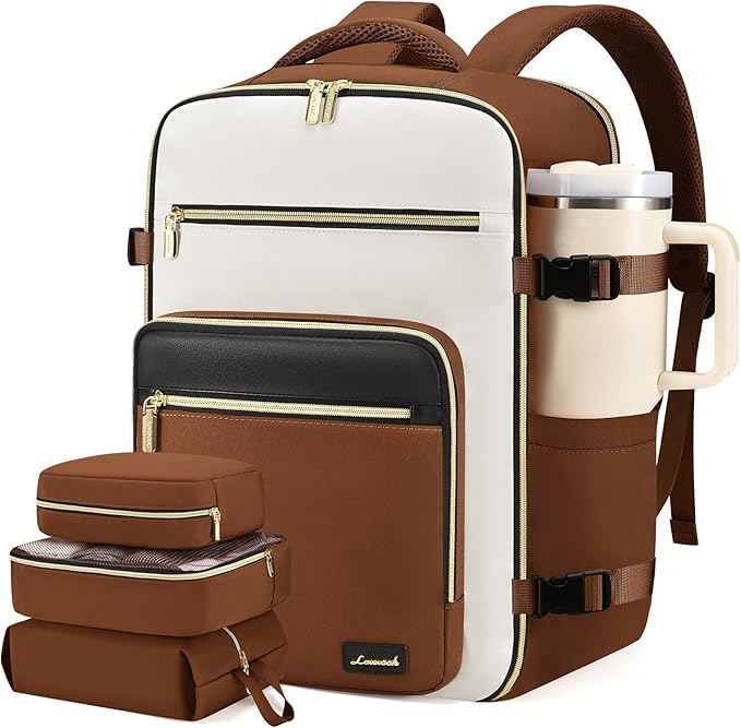 LOVEVOOK Travel Backpack For Women,40L Carry On Backpack Flight Approved,TSA Personal Item Travel Bag Fits 17 Inch Laptop,Business Weekender Overnight Daypack with Toiletry Bag and Cubes