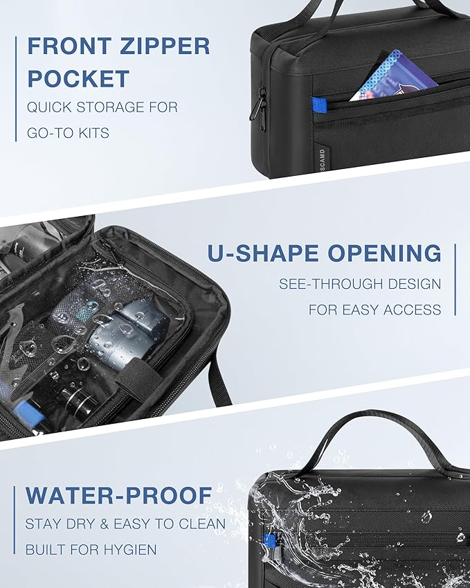 Marscamd Toiletry Bag with Travel Cube, Mens Water-Resistant Hygiene Bag, Versatile Organizer for Shaving Accessories, Bathroom and Shower Essentials, Black