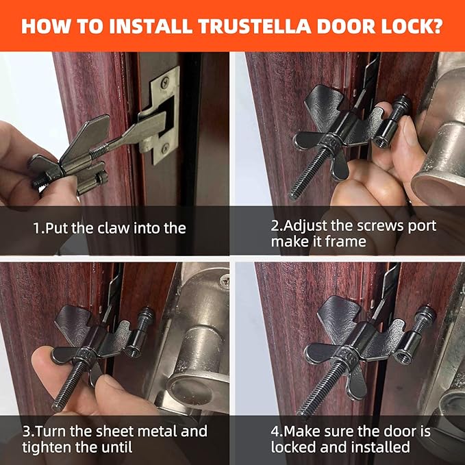 1PCS Portable Door Lock Upgraded,Heavy Duty Adjustable Portable Door Lock for Travel, Portable Security Door Locks Devices for Home,Hotel,Dorm,Additional Security and Safety