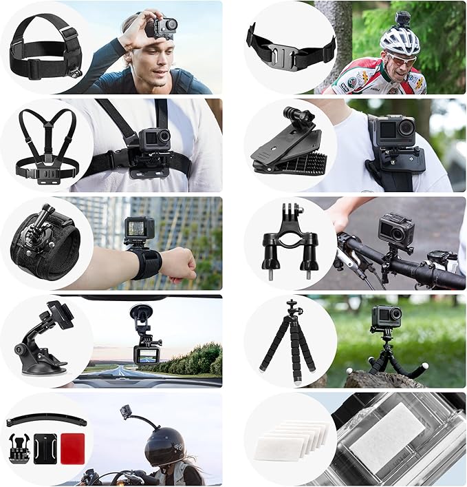 AKASO 42 in 1 Action Camera Accessories Kit for EK7000/EK7000 Pro/Brave 4/Brave 4 pro/Brave 7 LE/Brave 7/Brave 8/V50X/V50 Pro/V50 Elite/GoPro Hero 13 12 11 10 9