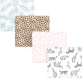 Hudson Baby Unisex Baby Cotton Flannel Receiving Blankets, Modern Pink Safari, One Size