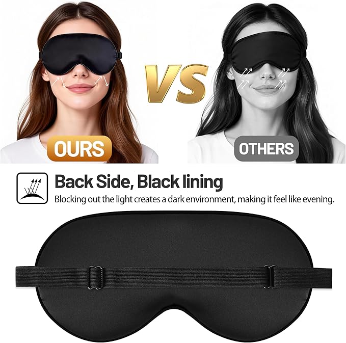 Sleep Mask, Silk Eye Mask for Sleeping with Adjustable Strap, Blindfold Eyeshade for Men & Women, Comfortable & Soft Eye Cover Eyeshade for Night Sleep（Black&Blue&Green&1 Laundry Bag）