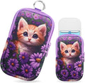 Hand Sanitizer Spray Case,Compatible with Popular Sanitizers,Zipper Pouch for Hand Sanitizer,Cute Fashion Accessories with Snap Hook for Glow Mist and Power Mist 1FL OZ(Yellow Cat)