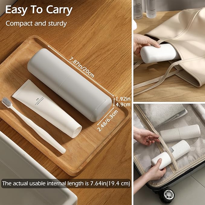 Portable Travel Toothbrush Case with Gargle Cup - Hard Shell Toothbrush Holder & Toothpaste Container, Detachable Bottom for Easy Cleaning, Matte BPA-Free Organizer for Business Trip, Camping, Gym