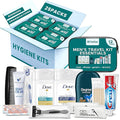 TrekTote Bulk Men’s Travel Hygiene Kits Case Pack of 12 Piece Kits TSA Approved Travel Size Toiletry Kits with Toothbrush Toothpaste Deodorant Razor for Shelters Outreach Emergency Use