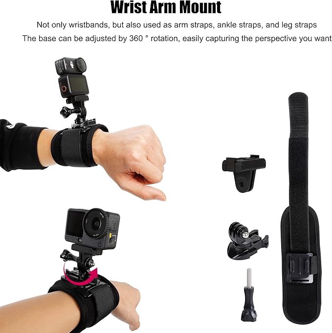 PellKing Magnetic Quick Release Vlog Mount Kit (Chest Harness,Head Mount,Wrist Strap, Backpack Clip) for DJI Osmo Action 6/Osmo Nano, 4-in-1 First Person POV Hands-Free Recording Accessory