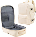 (Not Made In China) Travel Backpack For Men and Women, Airline Approved Carry On Bag w/Shoe Compartment, Holds 15.6" Laptop Computer, USB Charging Port (Amerigo, Beige,1 Pack)