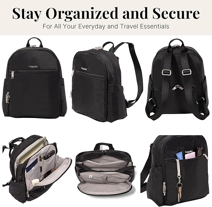Securtex Anti-Theft Getaway Backpack - 9.4"x13"x5" Travel Safe Bag w/Locking Zippers, Slash-Resistant, RFID