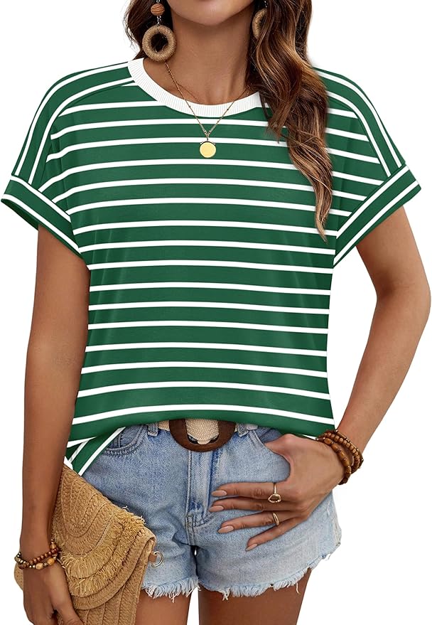 WIHOLL Womens Tops Short Sleeve Shirts Summer Outfits 2026 Spring Dressy Casual Clothes Clothing